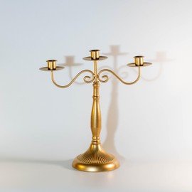 3 Arm Candelabras Taper Candle Holder,Vintage Gold Candlestick Holders for Birthday Wedding Dinning Parties Table Centerpieces