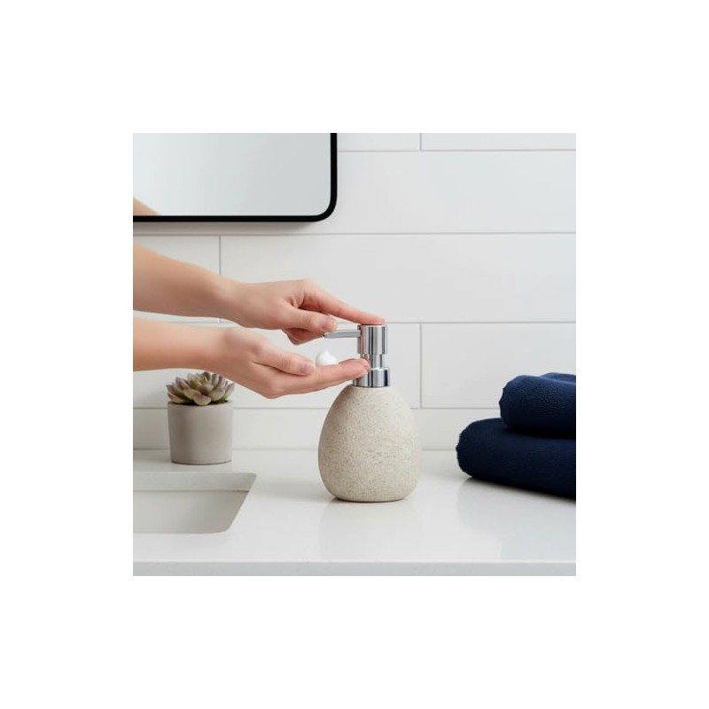 Soap Dispenser Bathroom Beige 250 ml, Pump Dispenser for Liquid