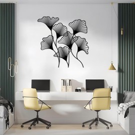 kawazu Ginkgo Leaf Metal Wall Art, Metal Ginkgo Leaf Wall Decor, Metal Leaf Wall Decor, Floral Wall Art, Ginkgo Biloba Wall Art, Fall Wall Decor, Minimalist Wall Art, Nature Lover Gift (Silver, 28"x28"/70x70cm)