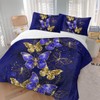 MILANKET Butterfly Comforter Set King Size, 3pcs Purple Butterfly Bedding