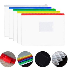 A5 Clear Plastic Zip Wallet 20 Pack Zipper Pouch with Label Pocket, Zip File Folders, Letter Size A5 Zipper Document Bag for School Office Supplies ,White