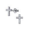 Premium Cross Earrings with Clear Crystal Stones Sterling Silver