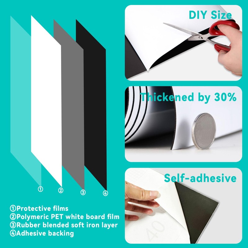WEINIDASI Magnetic Dry Erase Whiteboard Paper, Whiteboard with Dirt Repellent