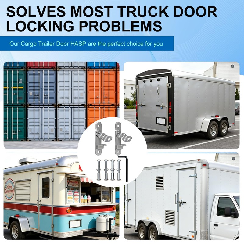 Heavy-Duty Cargo Trailer Door Hasps (Includes Bolt, nut, Washer, and