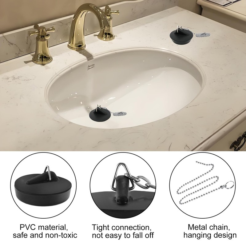 Sink Plug Rubber (Pack of 2), Universal Sink Plug with