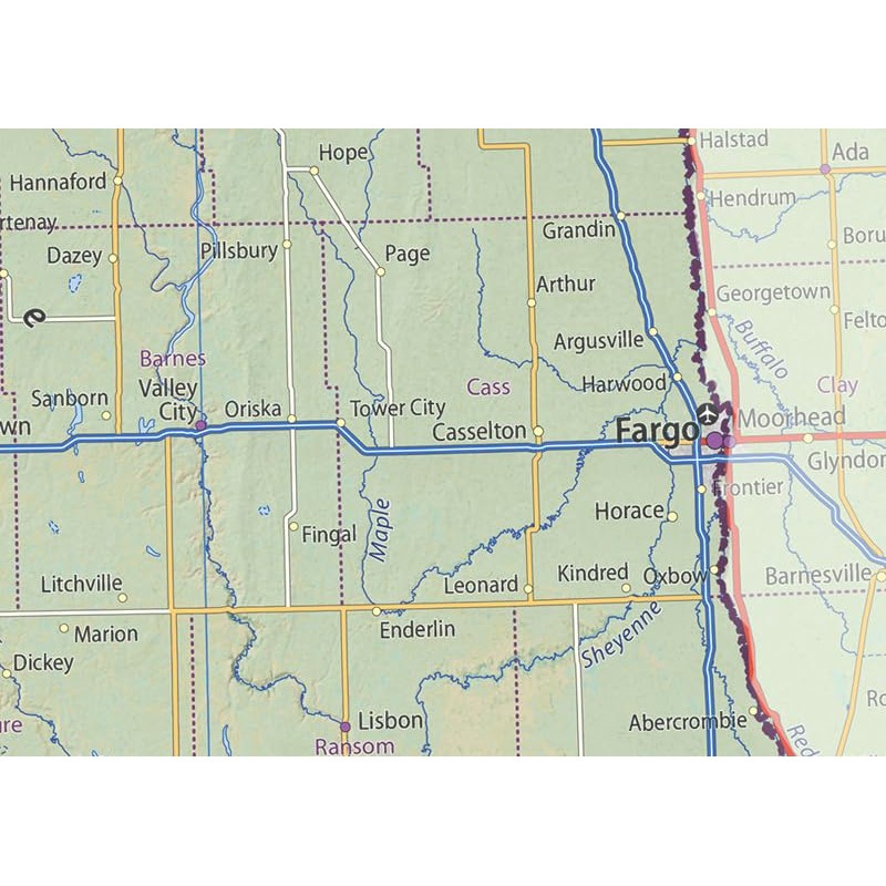 North Dakota State Poster Map - 16.5 x 23.4 Inches