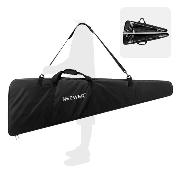 Neewer C Stand Bag Upgraded Heavy Duty Carrying Case with Shoulder Straps, Handles, Dividers for 2 C Stands Extension Arms Grip Heads, 66"x22"x4"/168x55x10cm Waterproof Polyester Tripod Bag, NB-05