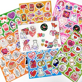 Holographic Wedding Stickers, 8 Sheets Sparkle Love Stickers for Bridal Shower Engagement Marriage Anniversary, Scrapbooking Bride Planner Calendar