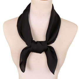 LMVERNA solid square satin scarf for women polka dot Neck Head Scarf 27 by 27 Inch(Black)