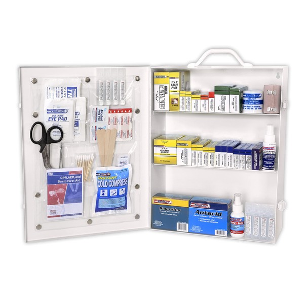 Rapid Care First Aid 80094 3 Shelf ANSI/OSHA Compliant All Purpose First Aid Cabinet, Wall Mountable