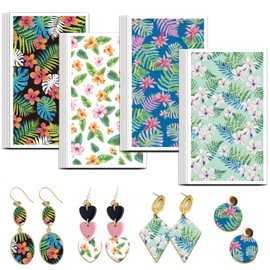 OLYCRAFT Plant Clay Transfer Paper 4 Designs 24 Pieces Transfer Paper for Polymer Tropical Flowers Polymer Clay Transfer Sheets Monstera Deliciosa Small Transfer Paper for Clay Earrings