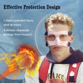 Nose Guard for Broken Nose Face Shield Masks, Adjustable Nose Guard for Sports Face Guard with Foam Padding for Baseball Softball Basketball Nose Guards for for Children Teenagers Kids Clear Small
