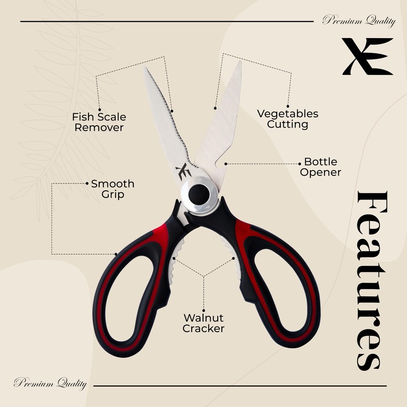 XE Kitchen Shears Heavy Duty - Stainless Steel Meat Scissors
