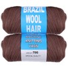 Kachanaa 2 Roll Brown Brazilian Wool Hair Yarn for Jumbo