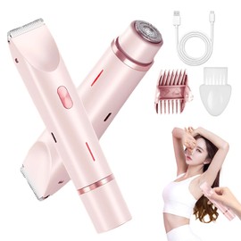 Depiladora Electrica Mujer,Portátil Sin Dolor 2 En 1 dual head shaver mujer, Rasuradora Mujer,USB Recargable，Afeitadora electrica para mujer sin dolor, cejas, axilas y recortadora electrica bikini. (Rosa)