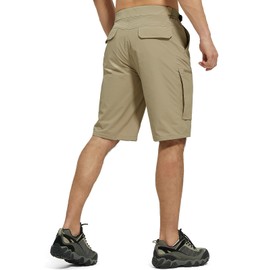 FREE SOLDIER Men's Cargo Hiking Shorts with Belt Lightweight Breathable Quick Dry Tactical Shorts with 6 Pockets for Casual Work Golf Camping(Mud 36Wx12L)