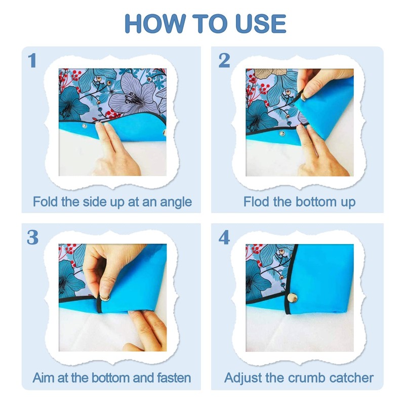EpoBob 3 Pack Adult Bibs with Crumb Catcher, Washable and