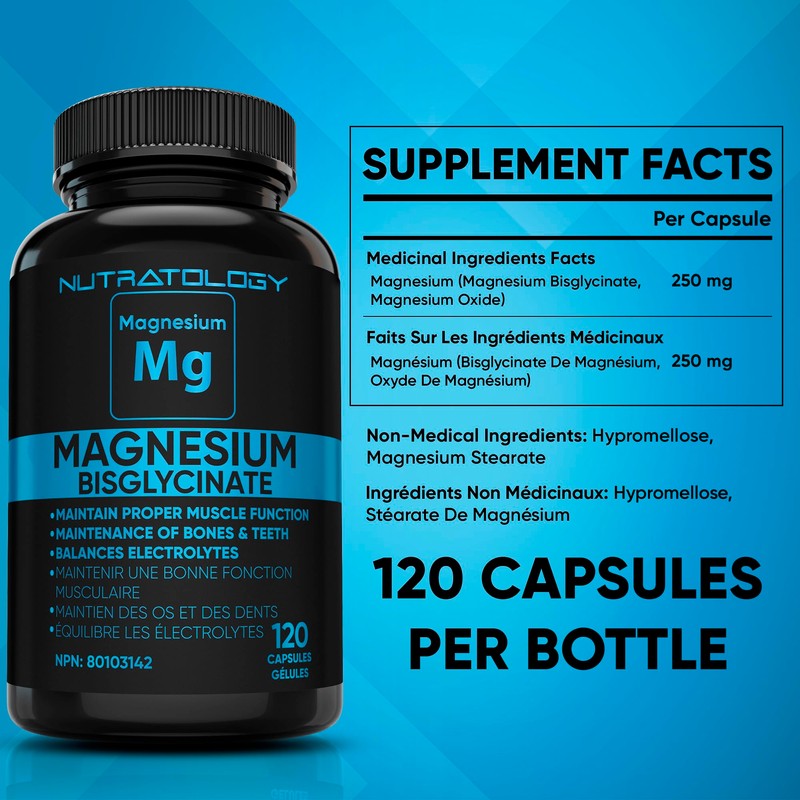 Magnesium Bisglycinate - Relaxes Muscles, Improves Sleep Quality, Enhances Bone