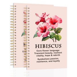 2 Pcs Spiral Journal Notebook for Women Men with 100 Pages, A5 College Ruled Hardcover Notebook for Office School Home,Twin-Wire Binding Notebook for Work and Study Flower Series Notebook Hibiscus