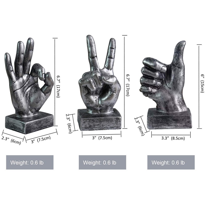 LEPENDOR Hand Sculpture Decor Finger Statue Resin Desk Decorations for