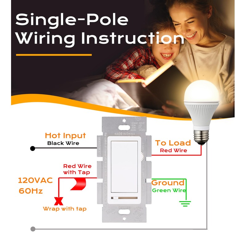 [10 Pack] Cloudy Bay 3-Way/Single Pole Dimmer Electrical Light Switch