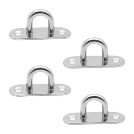 Stainless Steel Eye Plate, Wall Eyelet Plate Mast Plate, Eye Plate, Stainless Steel Cover Plate, Stainless Steel Eyelet Plates, Eyelet Plate, Durable Stainless Steel U-Shaped Eyelets, Pack of 4