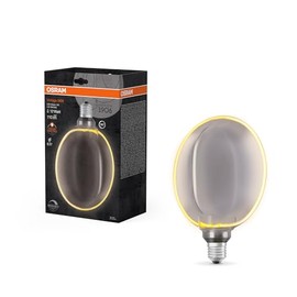 OSRAM Vintage 1906 Globe 183 Filament O Lamp, 4W, 110lm, 1800K, 818 Pleasant Warm White, Smoke, IP 20, Lead-Free Glass, 183mm, E27 Socket