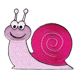 Snail Pink Iron-On or Sew On Patch Iron-On Patch for Clothes Embroidered Iron-On Patch Applique Patch Size 7.0 x 6.2 cm