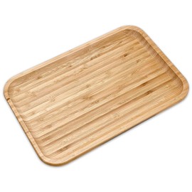 Bam&Boo Bamboo Serving Tray Natural Minimalist Rectangular (11.7” x 7.8" x 0.8") Coffee, Tea, Food, Drinks, Storage, Decor for Home, Kitchen, Bathroom