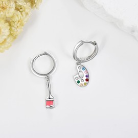 JERWLI Art Earrings for Teacher 925 Sterling Sliver Artsy Novelty Earrings Art Jewelry Gifts for Women Lover Teacher