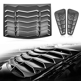 CUMART Rear+Side Window Louvers Windshield Sun Shade Cover Lambo Style Matte Black Compatible with Ford Mustang 2005 2006 2007 2008 2009 2010 2011 2012 2013 2014