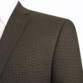 P&L Men's Classic Fit Houndstooth Blazer Two-Button Sport Coat Lightweight Stretch Jacket for Business & Casual Wear Brown