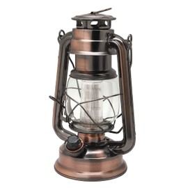 YAKii LED Vintage Lantern Metal Hanging Hurricane 12 LED Dimmer Switch Cold White Battery Operated Power Outage Indoor Camping Lighting Outdoor Brooklyn (Copper 2 Pack)