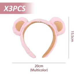 Wearing Ear Headband, Cute Cartoon Plush Headband, Women's Washing Headband, Animal Acting Props, Party Costume Headband, Pack of 3