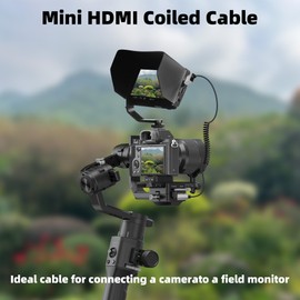 RIIEYOCA 4K Mini HDMI to HDMI Short Coiled Cable, 90 Degree Right Angle 18Gbps High Speed HDMI2.0 Supports 4K@60Hz, Compatible with Camcorder, Monitor (Right)