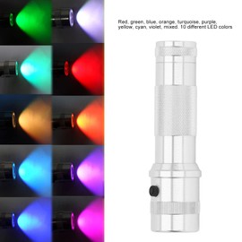 Yosoo 10 Different Colours Torch, 10 Colours in 1 Level Torch Silver RGB Colour Changing LED Torch IPX4 Waterproof Multicoloured Torch