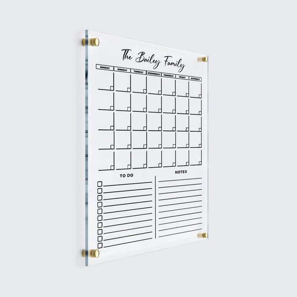 VERTICAL Acrylic Family Planner Wall Calendar - Personalized Dry Erase