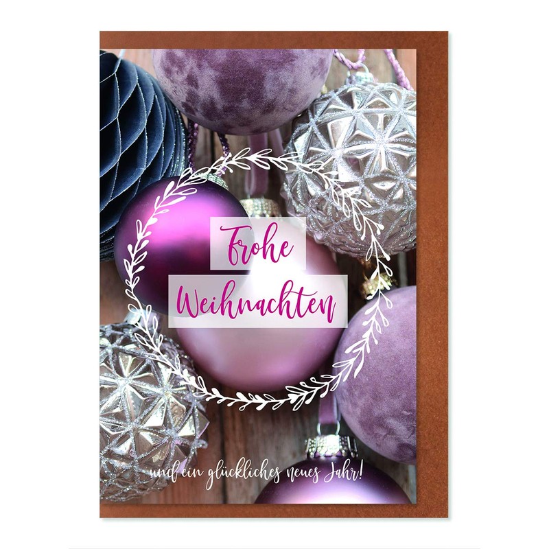 Merry Christmas baubles with wreath.