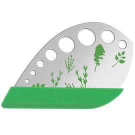 Leaf Herb Stripper, Stainless Steel Kitchen Herb Stripper Tool, 9holes, 2 in 1 design,Curved edge can be used as a kitchen knifefor Chard, Collard Greens, Parsley, Basil, Rosemary Herb, Taragon, Thym