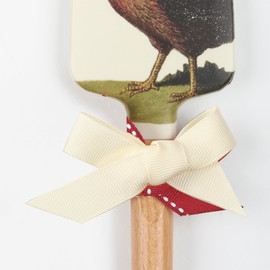 Primitives by Kathy double-sided silicone novelty cooking spatula/Farmhouse Collection/vintage art of a rooster on front/"One Bad Mother Clucker" sentiment on back/match with our other farm pun décor