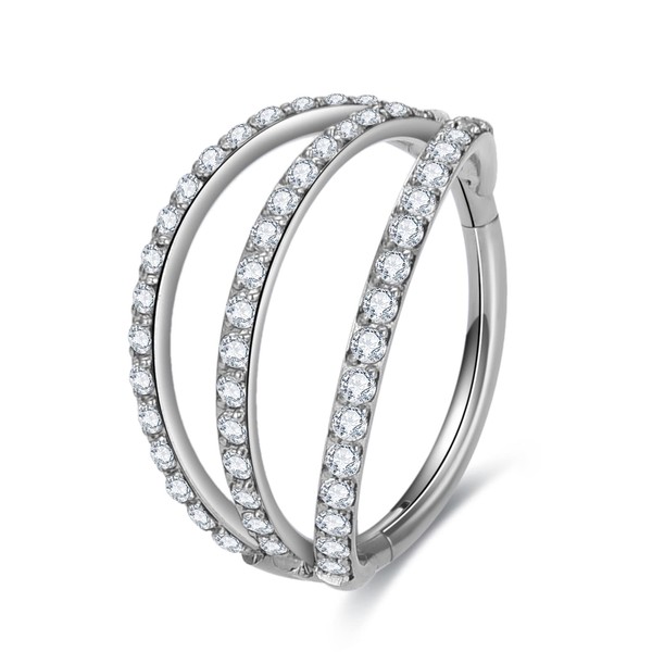 JMFENFA G23 Titanium Nose Hoop Rings for Sensitive Skins, 16G