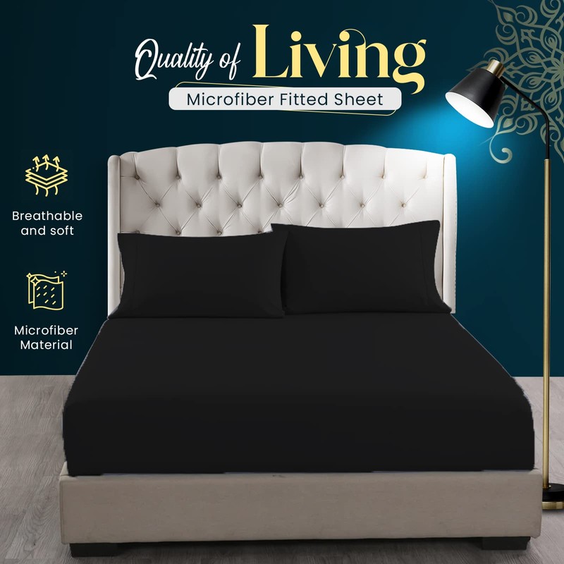 Sunshine Comforts Microfiber Fitted Sheets King Size Breathable, Anti Wrinkle