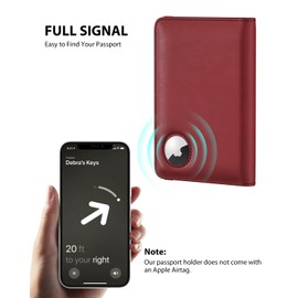 Stouchi Passport Holder Airtag Wallet UK Passport Cover with RFID Blocking Protector PU Leather Travel Wallet Organiser Document Holder for Men&Women Passport,Business Cards,Boarding Passe(Matt Red)