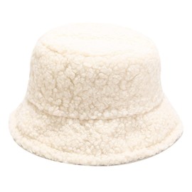 Winter Warm Plush Fuzzy Bucket Hat Faux Fur Shearling Fisherman Hats for Women (US, Alpha, One Size, Khaki)