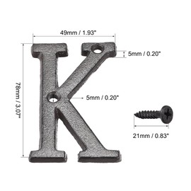 sourcing map House Letter, 3 Inch Cast Iron Letter K for Home Hotel Mailbox Address Sign