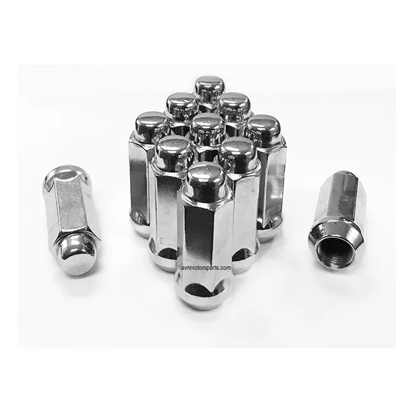 Excalibur 24 Chrome 14x2 Lug Nuts 2.32" Long Bulge Acorn