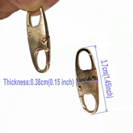 Leekayer 6 Pcs Zipper Part Zipper Pulls Replacment Key Connector, Theft Deterrent Zipper Sliders Clip Lock for Tent Backpack Bag Luggage Suitcase,Gold