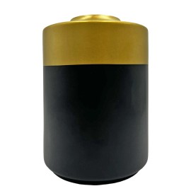 Bergamo Art 8 Inch Tall Black and Gold Modern Ceramic Vase