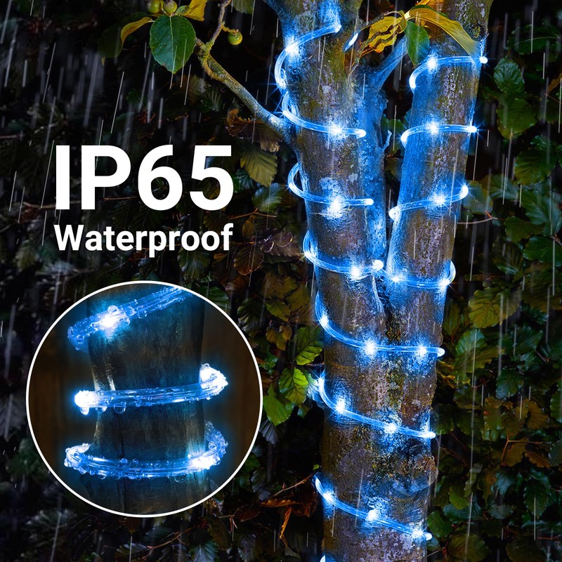 Solar Rope Lights, 2 Packs Total 132ft 400LED Solar String