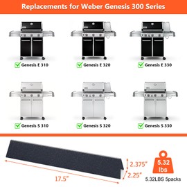 QuliMetal 17.5 Inch Flavorizer Bars for Weber Genesis 300 310 E310 E320 E330 S310 S320 S330 Grills with Front Controls Knobs, Porcelain Steel Heat Plates for Weber Genesis Grill Parts 7620 7621